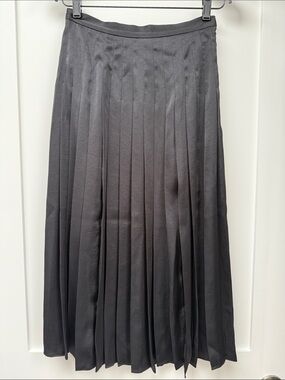 Little Moon Black Pleated Midi Skirt